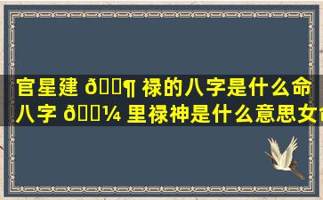 官星建 🐶 禄的八字是什么命「八字 🌼 里禄神是什么意思女命」